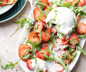 Strawberry and Burrata Salad with Basil Pesto