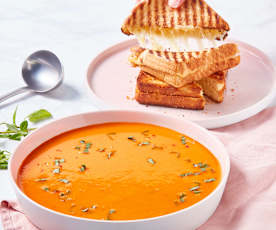 Tomato Soup with Grilled Cheese Sandwiches