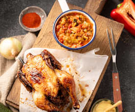 Pollo intero con ratatouille