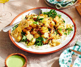 Crispy smashed potato salad with whipped feta