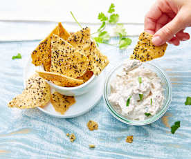 Chips aux graines et rillettes de thon au citron vert