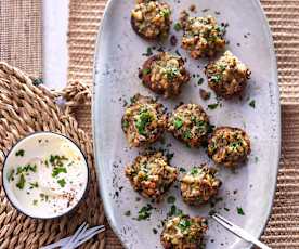 Gegrillte Pilze mit Nussfüllung (vegan)