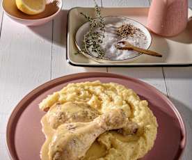 Μπουτάκια κοτόπουλου στον ατμό με λεμονάτο πουρέ πατάτας