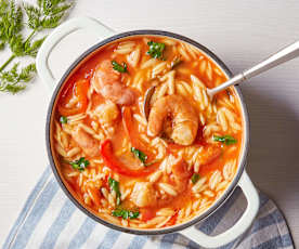 Mediterranean Shrimp and Orzo Soup