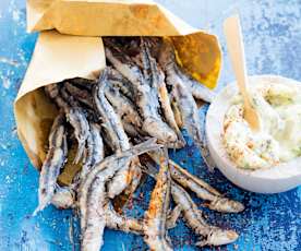 Friture d'anchois, sauce tartare