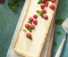 Tarta de frambuesas y chocolate blanco