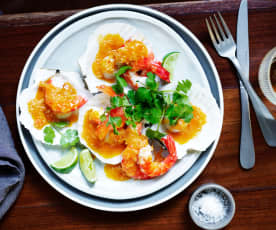 Scallops and prawns with XO butter