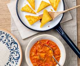 Gebratene Polenta mit Letscho