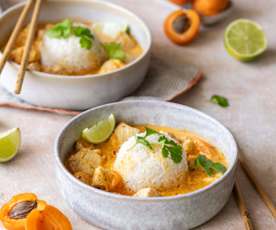 Curry z kurczaka z morelami i ryżem