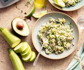 Salade de courgette, riz et thon