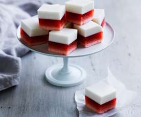 Orange, raspberry and coconut jellies