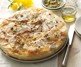 Greek Bougatsa with Honey and Pistachios