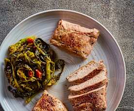 Filetto di maiale con cime di rapa sottovuoto