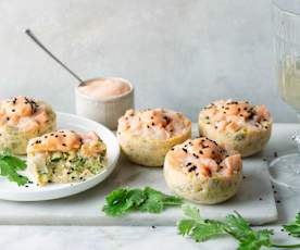 Frittatas de verduras con salmón ahumado