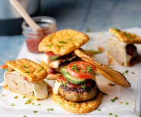 Hamburguesa de pollo con pan nube