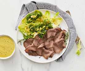 Carpaccio di roastbeef, insalata riccia e bietole