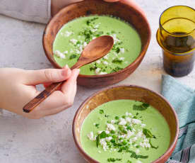 Velouté de petits pois et feta