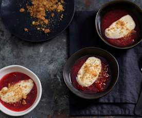 Cheesecake con crema de vainilla y fresas deconstruído