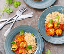 Tajine de boulettes de poulet, sauce tomate épicée