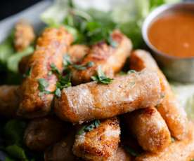 Spring Rolls de frango e molho Buffalo