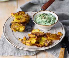 Smashed Potatoes mit Ricotta-Spinat