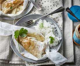 Papillote d'églefin sauce satay