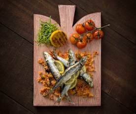 Sardines with tomato couscous