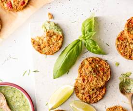 Galettes de légumes sans gluten et sauce au yaourt