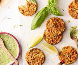 Gluten-free Veggie Patties with Yoghurt Dressing