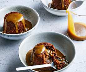 Little sticky date puddings with salted toffee sauce