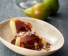 Steamed Pears with Chocolate Cardamom Sauce