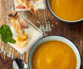 Vegetable soup, Eggs en cocotte with spinach