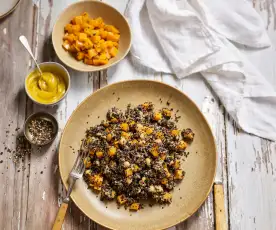 Salada morna de quinoa e couve-de-bruxelas