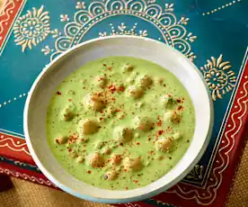 Spinat-Joghurt-Suppe mit Bulgurklößchen - Cimcime