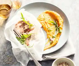 Saumon mariné et purée de carotte