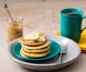 Ricotta and banana pancakes with honeycomb butter