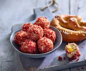 Frischkäsepralinen mit Beef Jerky und Peperoni