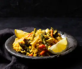 Arroz vaporizado con verduras y cítricos (Cocción de arroz)