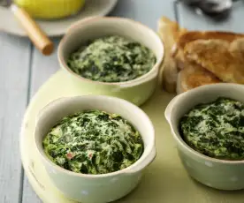 Potted Eggs with Spinach and Bacon