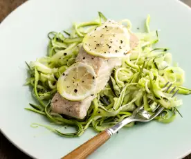Steamed Salmon with Courgetti