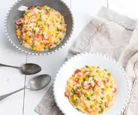 Worst met erwtenrisotto