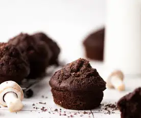 Muffins de cogumelos e chocolate