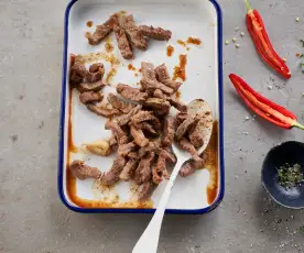 Browned beef strips