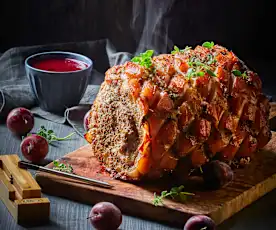 Porchetta al horno con salsa de ciruela
