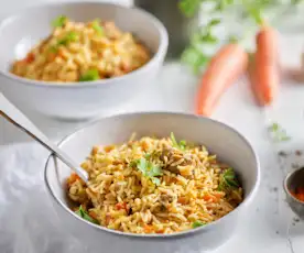 Sauté de porc aux carottes et riz vapeur