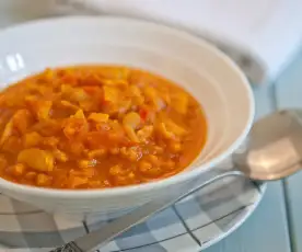 Sweet Potato, Red Pepper and Cannellini Bean Soup