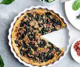 Quiche integral de espinacas y jamón