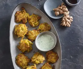 Onion Bhajis with Chilli Coriander Dip (TM6)