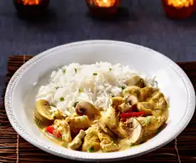 Curryhuhn mit Champignons