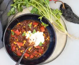 Ancho chilli and black bean stew